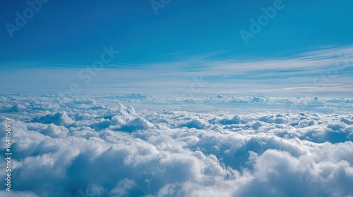 Aerial View of White Clouds and Blue Sky, Serene and Tranquil Natural Background