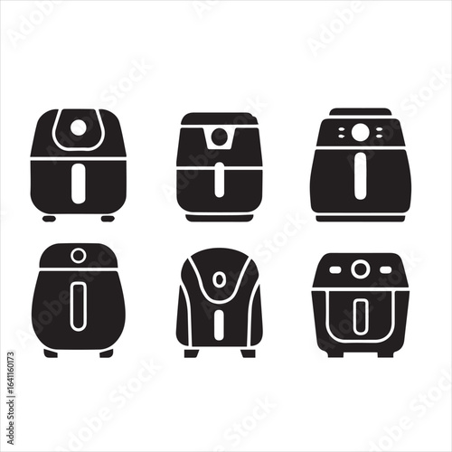 Vector icons of various air fryers   vector with white background