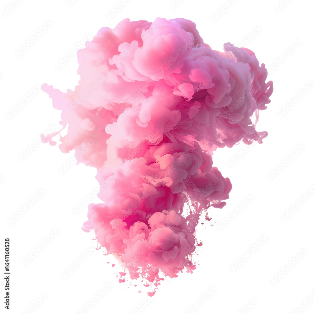 Fototapeta premium A pink smoke cloud against a black background in an upward motion