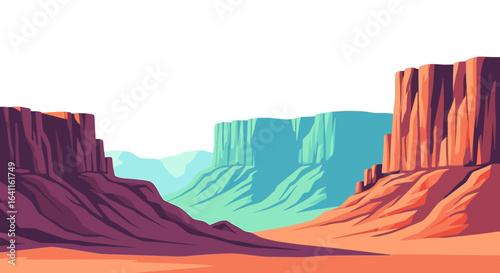 Colorful Abstract Landscape Illustration of a Desert Canyon Illustration