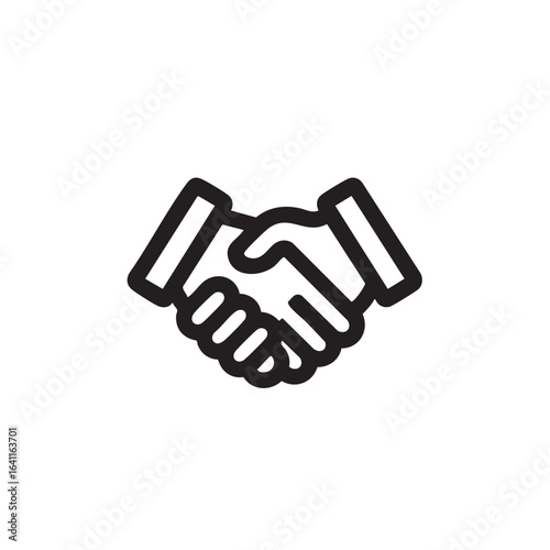 A simple line icon of a two-person handshake.