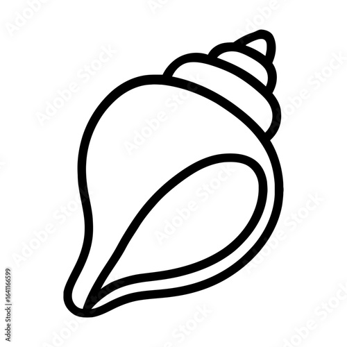 Simple outline illustration of seashell conch isolated on white background