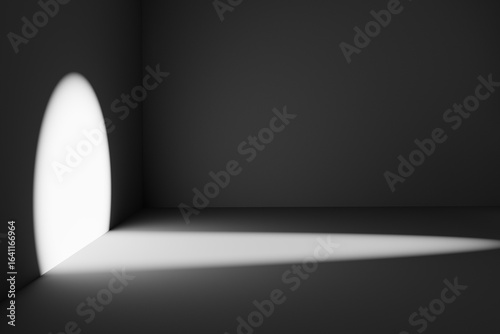 Circular light shining on the wall . minimalist lighting