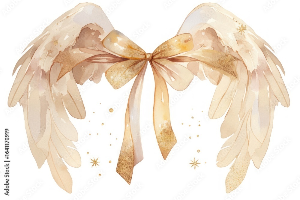Obraz premium Elegant golden angel wings illustration