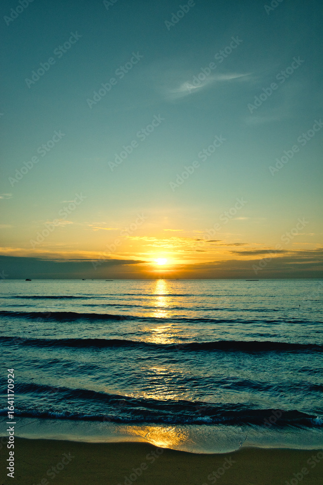 Obraz premium Sonasea Beach, Phu Quoc, Vietnam - November 26th 2024: Coastal Resort Scenery of Phu Quoc Island in Vietnam,. A Tropical Tourism Destination for Summer Vacation in Southeast Asia. On a hot sunny day.
