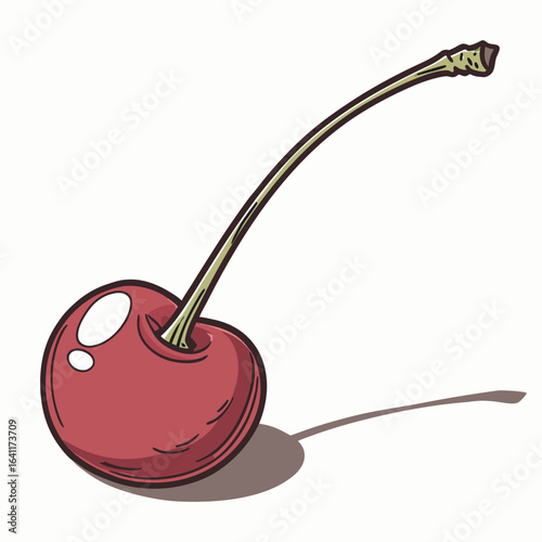 A delicious red cherry illustration with a light background and shadow