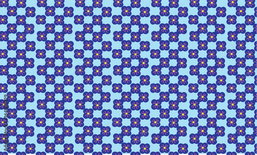 Fototapeta premium Blue Floral Seamless Pattern Design