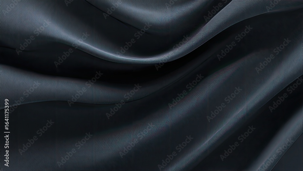 Fototapeta premium Dark fabric drapes, elegant folds, studio backdrop, textile texture