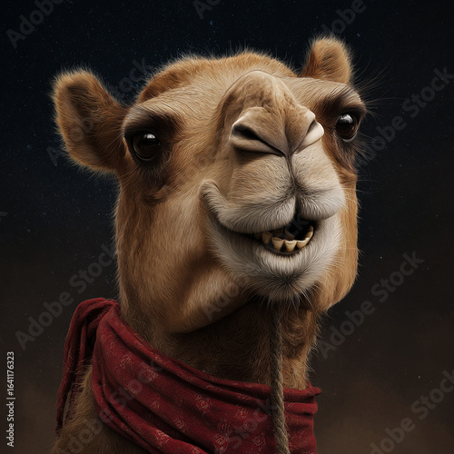 Cute Camel Smiling in The Camera Close up