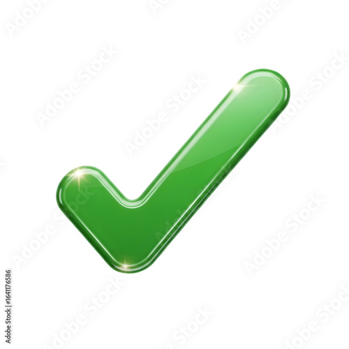 3d icon of green check mark icon isolated on transparent background for approval concept