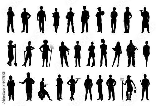 Silhouette of people occupation set.