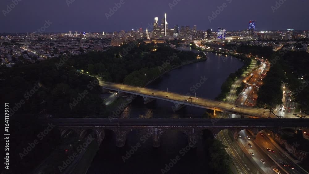 Aerial view of Downtown Philadelphia at night Aerial view of Downtown Philadelphia at night