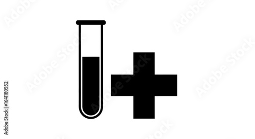 Test Tube and Medical Cross Icon: Blood Test, Lab, and Healthcare