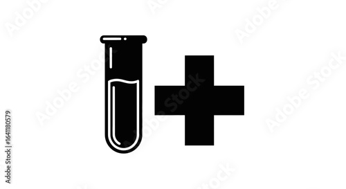 Test Tube & Medical Cross: Blood Test, Lab, and Medical Symbol