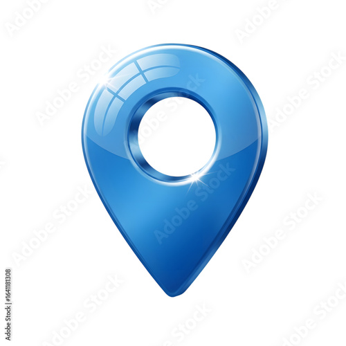 3d icon of blue map pointer icon isolated on transparent background for navigation concept