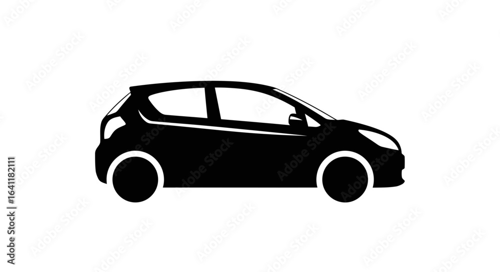 Compact Hatchback Car Silhouette Icon: Urban Travel and Transport Compact Hatchback Car Silhouette Icon: Urban Travel and Transport