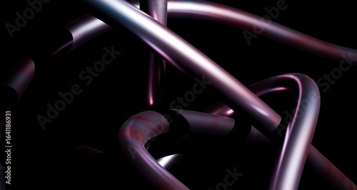 Tableau sur toile Interlocking tubular shapes dominate the composition, showcasing smooth metallic