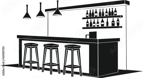 Bar Counter Silhouette – Minimalist Bartender and Lounge Icon