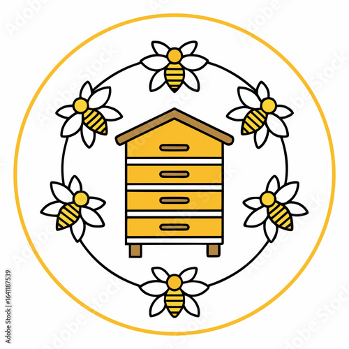 Bee Farm Icon  Sweet Apiary Vector Illustration for Print and Digital Use