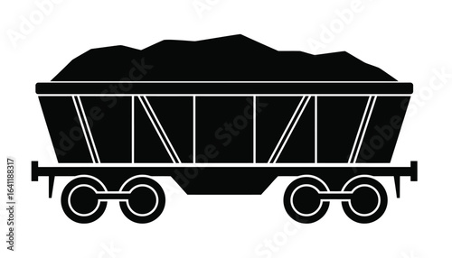 Black silhouette of a loaded ore car mining transportation