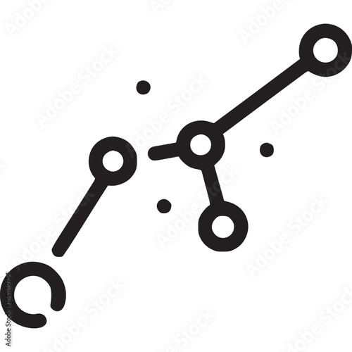 Constellation icon isolated on white background, symbolizing the beauty and mystery of the night sky, astronomical connections, and the vastness of the universe in a minimalist design