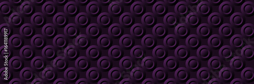 Purple banner suitable for social networks with pattern of circles. Horizontal background, headers, posters, cards, website. Vector illustration
