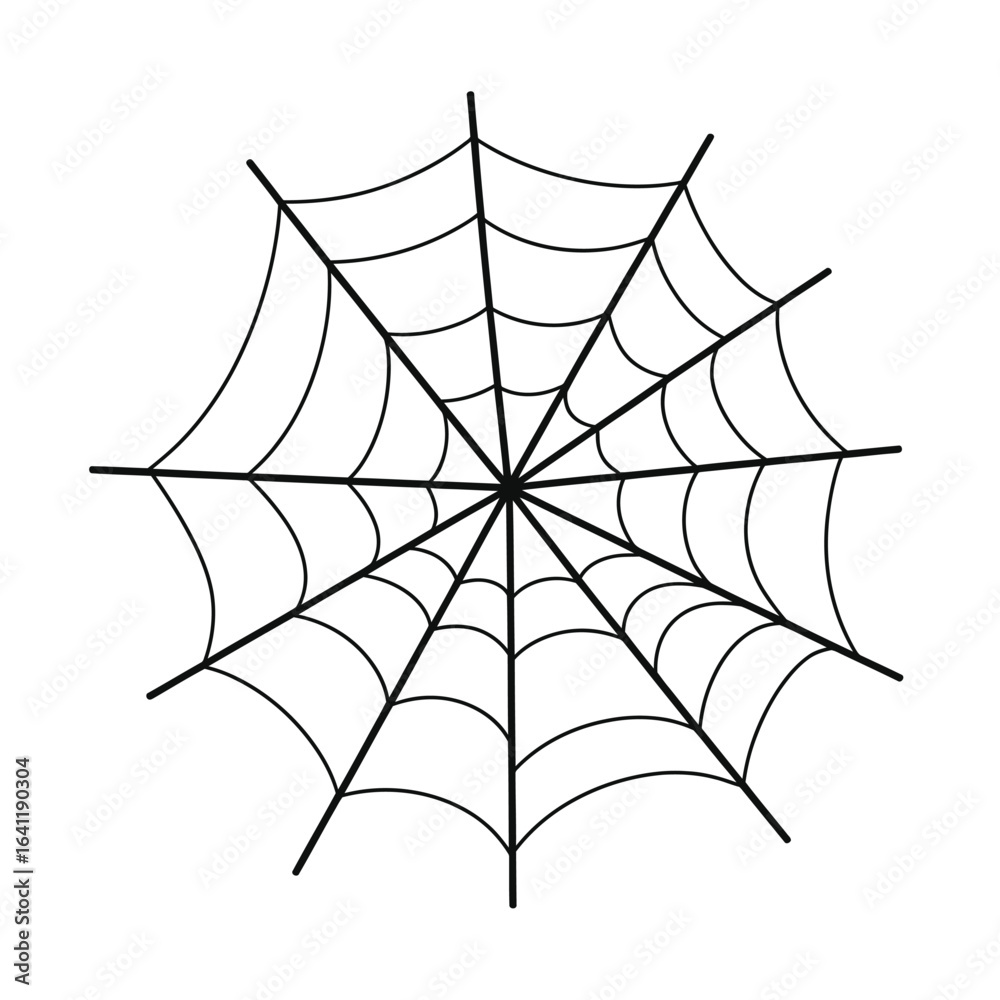 Fototapeta premium Black spider web illustration white nature