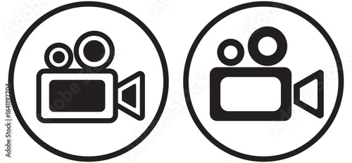 Video and movie icons. Flat vector set of camera and cinema symbols for multimedia and film concepts.