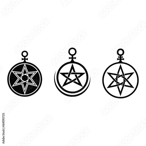 Vector art of occult symbols isolated on white background
