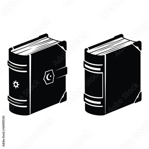 Vector art of two old books isolated on white background