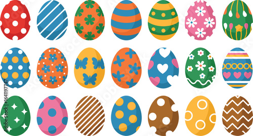 Celebration easter eggs spring holiday decoration painted colorful pattern design vector illustration art silhouette