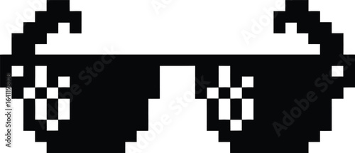 Pixelated sunglasses meme glasses dealwithit black white geek nerd cool retro vintage style pixel art 8bit silhouette