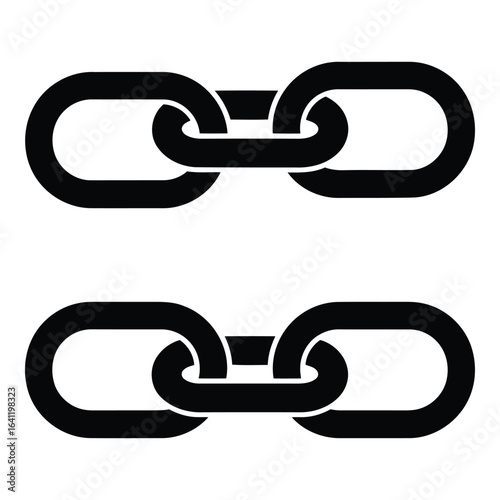 Vector art of two metal chains isolated on white background