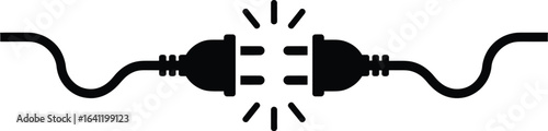 Plug unplugged connection disconnect electricity power cable wire socket electric current energy black silhouette