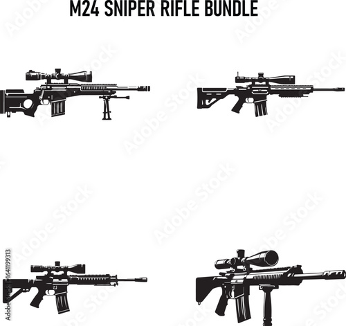M24 Sniper Rifle Bundle – Military Weapon Illustration Collection