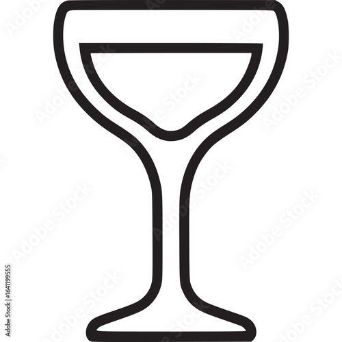 Elegant wine glass icon isolated on white background, a symbol of refined taste, perfect for cocktails, celebrations, and adding a touch of sophistication to any bar or restaurant