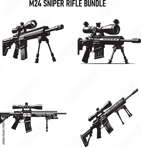 M24 Sniper Rifle Bundle – Military Weapon Illustration Collection