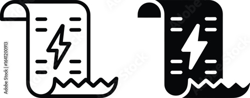 Electricity bill energy cost power electric invoice lightning bolt expense payment utility charge document silhouette
