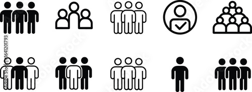 People group team crowd community member user icon person silhouette symbol together organization 100
