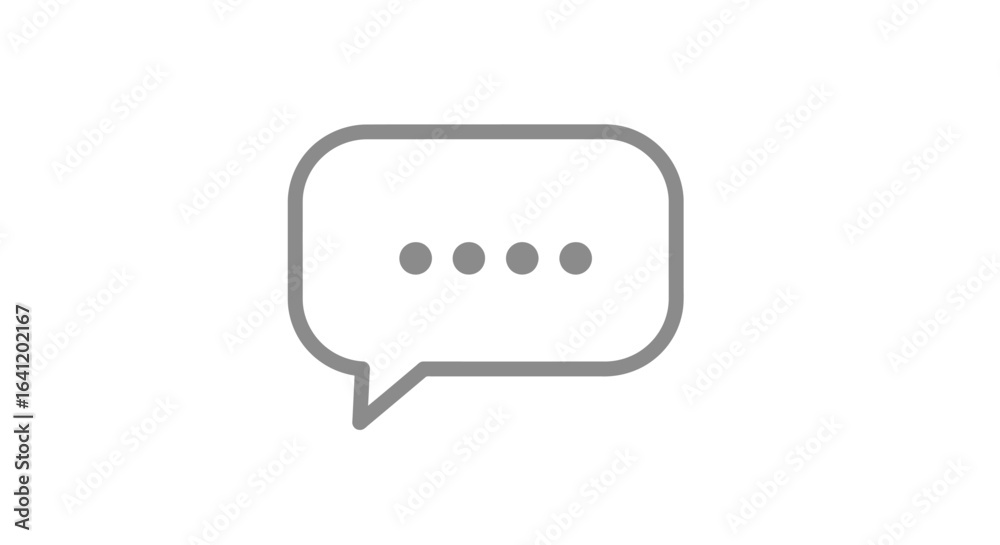 Simple gray speech bubble icon with three dots, representing a message or communication. Simple gray speech bubble icon with three dots, representing a message or communication.