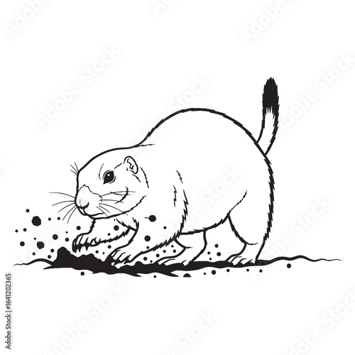Modern Prairie Dog Line Art – Prairie Dog Vector Illustration Artistic Drawing with Defined Edges – Prairie Dog Drawing – Line Art Drawing of Prairie Dog – Prairie Dog Icon

