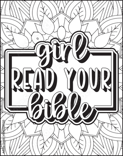 Bible Verse Quote Coloring Page for Adults. Christian Quote Mandala Coloring Page