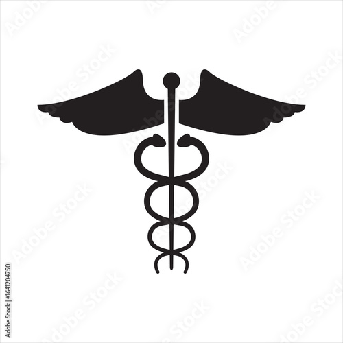 Black and white Caduceus symbol representing medicine and healthcare professions