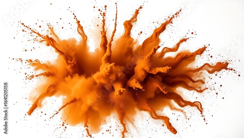 A vibrant explosion of brown powder forming organic cloud shapes, inspired by festive color celebrations.