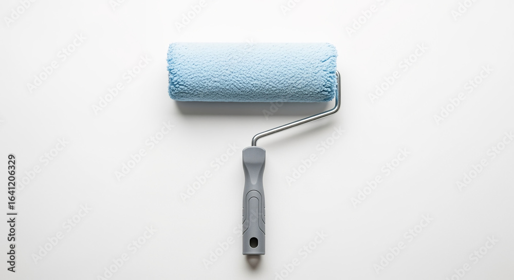 Obraz premium Blue paint roller tool for painting walls and ceilings diy home improvement and renovation project equipment