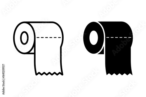 Illustration showcasing two toilet paper rolls one in white and one in black on a white background