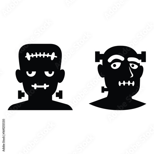 Vector art of frankenstein monster icons isolated on white background