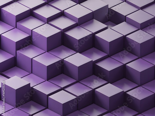 Abstract Arrangement of Purple Cubes A Visually Striking Display of Geometric Shapes and Contrasting Shadows