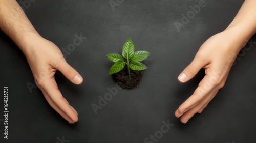 Hands holding small plant