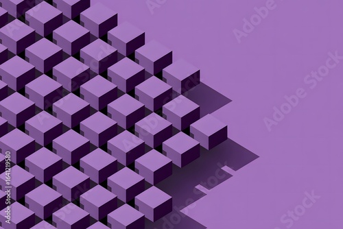 Geometric Arrangement of Purple Cubes A Visually Appealing Isometric Design Showcasing Symmetry Balance and Order in a Monochromatic Color Scheme